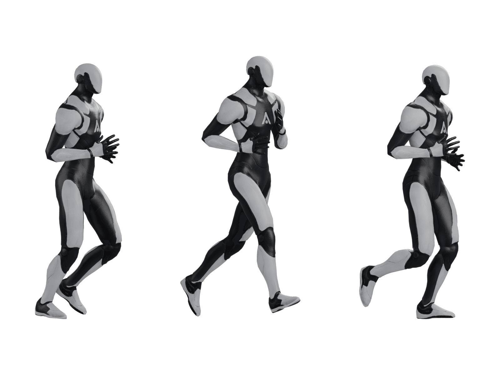 Three moments of a run generated from a text prompt